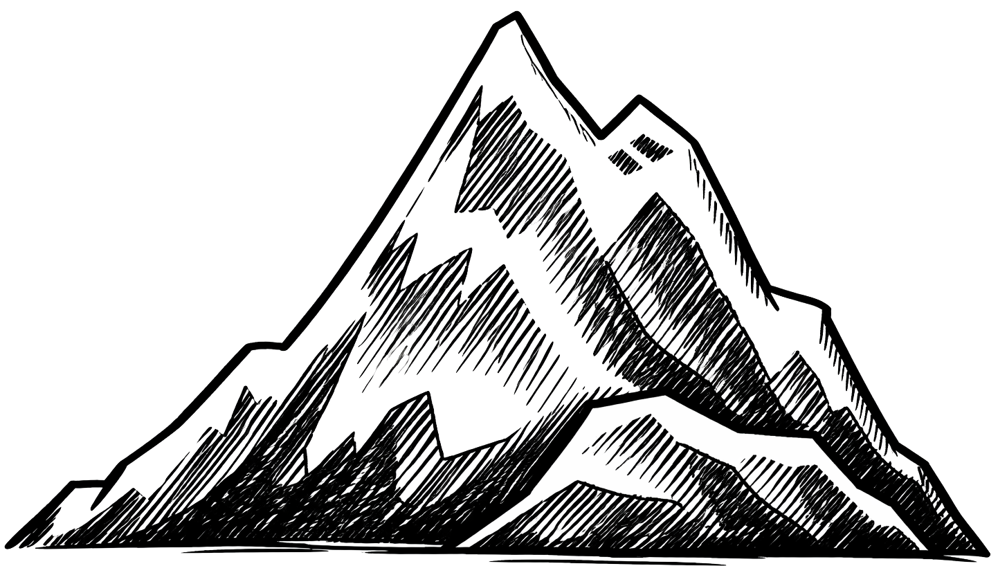 Illustration comparing the height of a stack of bills to mountains
