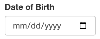 Shows an unset DOB field as mm/dd/yyyy